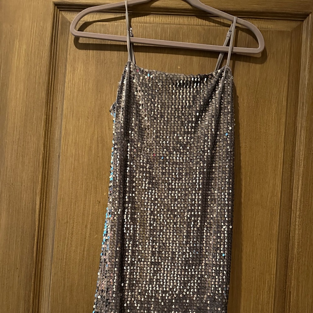 Silver sequin dress